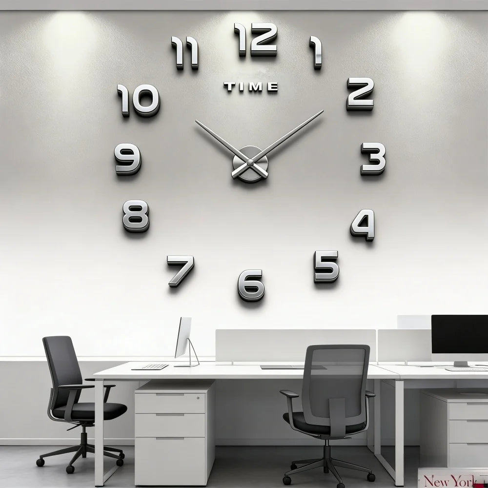 Reloj de pared con espejo acrílico de Número Romano grande 2D/3D, pegatina de moda DIY, relojes de cuarzo, reloj, decoración del hogar, pegatinas para el salón