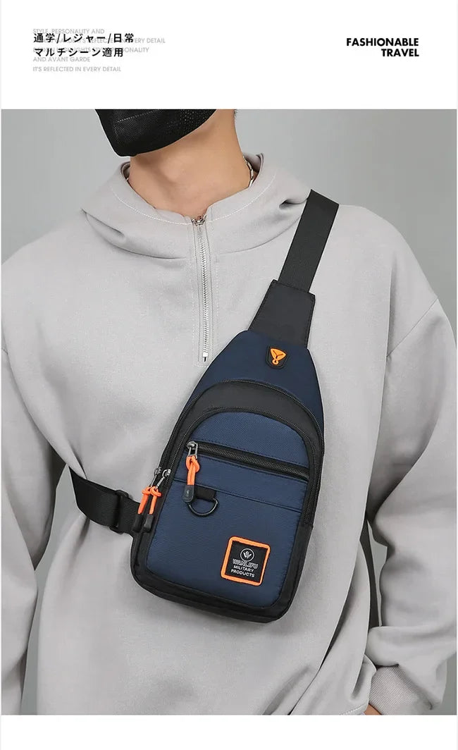 Riñoneras informales con estilo para hombre, bolso de pecho para hombre, bolso de pecho a la moda, bolso de hombro tipo bandolera de tela Oxford ligero
