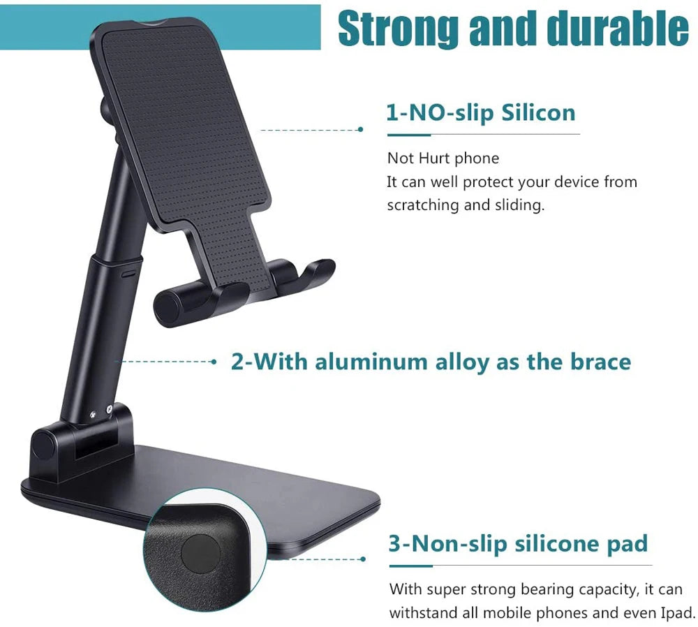 Soporte de escritorio para teléfono inteligente, soporte plegable para tableta, iPhone, iPad, Samsung, Huawei y Xiaomi
