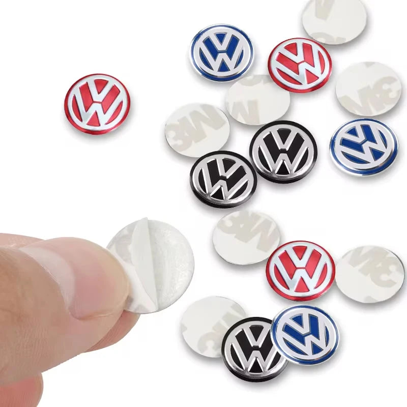 5/10 Uds. Insignia de llave remota de coche de 14MM emblema pegatinas con logotipo de Metal para VW GTI Polo Golf Passat Tiguan Arteon Touareg CC Taigo Caddy Je