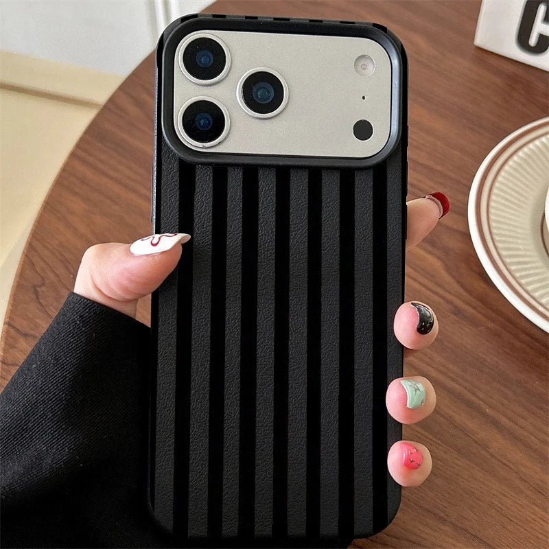 Funda de teléfono minimalista INS para iPhone 17 16 15 Pro Max XS X XR 7 8 Plus 16E 16 17 13 14 12 11 Pro cubierta de pareja a rayas coloridas