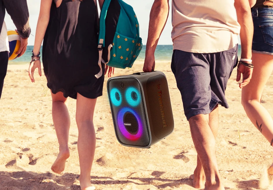 Tronsmart bocina bluetooth Halo 200 altavoz bluetooth potente Altavoz de fiesta potente Bluetooth con 120 W, sistema de sonido de 3 vías, entrada de micrófono y guitarra con cable, control de aplicaciones