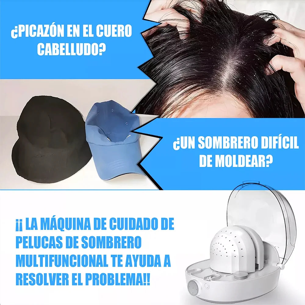 Máquinas automáticas para el cuidado de sombreros, esterilización a vapor, planchado y secado de sombreros de béisbol, sombreros de pescador, etc. (también para la pasteurización a vapor de pelucas)