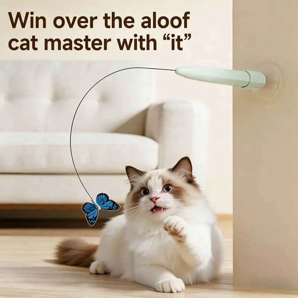 Juguete Eléctrico de Gato con Mariposa Voladora, Juguete Automático Interactivo para Gatitos, para Divertirse, Hacer Ejercicio y Jugar