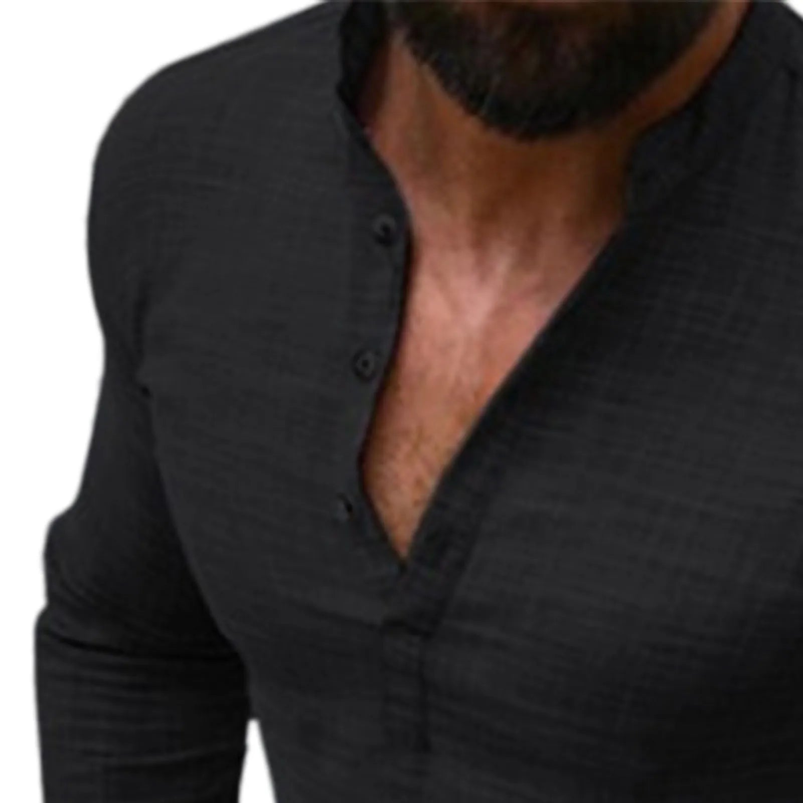 Top de manga larga para hombre, camisa de manga larga ajustada informal con botones suaves en la parte delantera, Color liso, manga larga para hombre