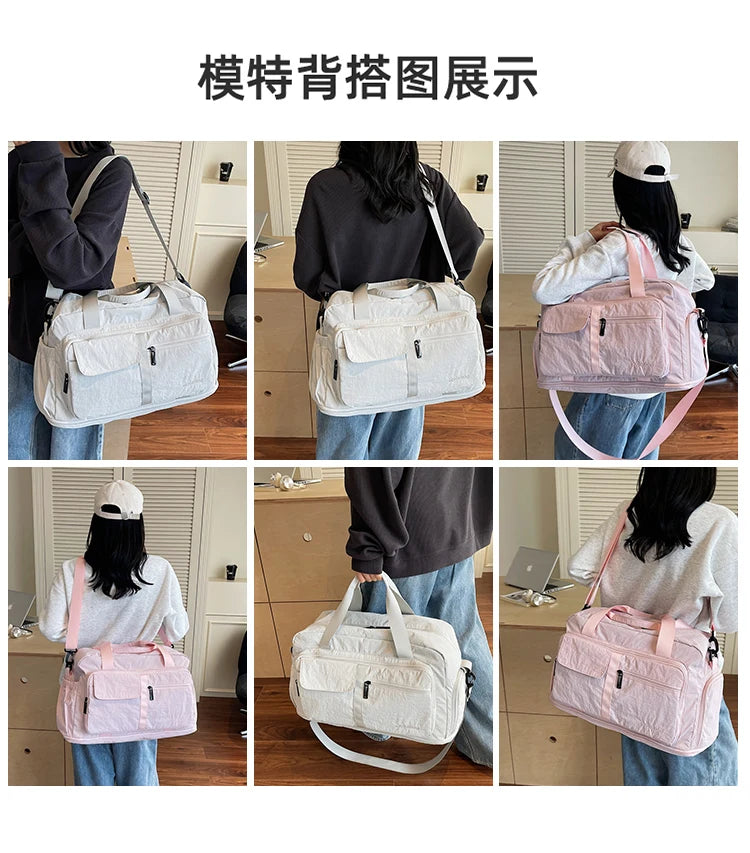 Bolsas de viaje Oxford con cremallera a la moda, bolsos sencillos de gran capacidad para mujer, gran oferta 20220, bolsas de viaje portátiles con hilo de coser