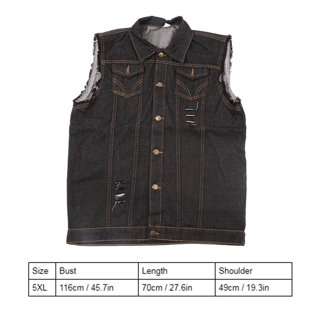 Chaleco Vaquero para Hombre, Cuello Vuelto, Sin Mangas, de Moda, con Botones, Estilo Casual