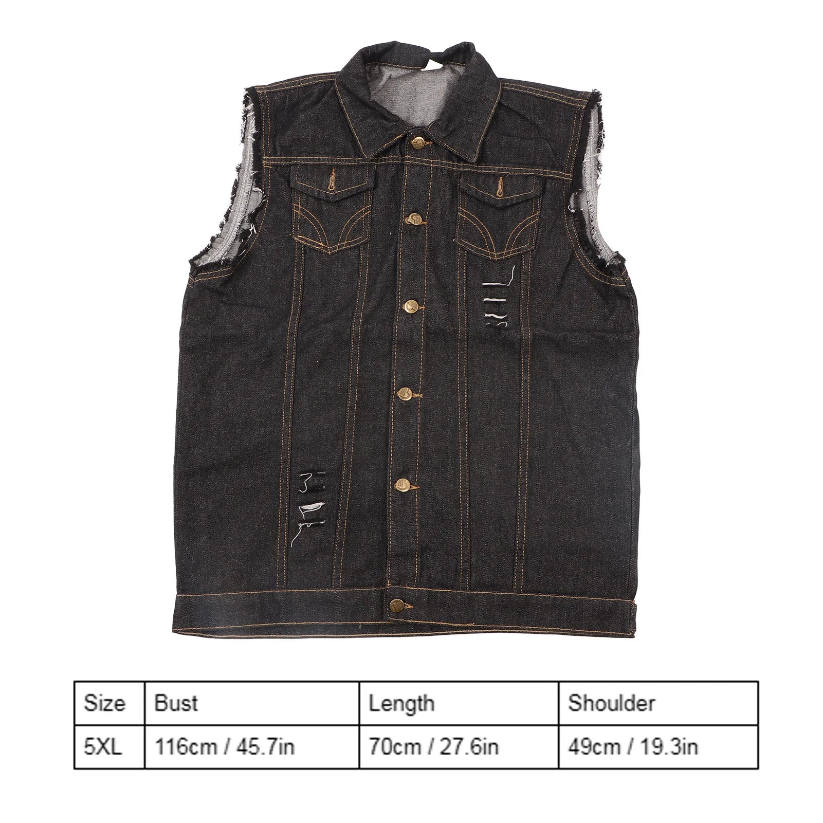 Chaleco Vaquero para Hombre, Cuello Vuelto, Sin Mangas, de Moda, con Botones, Estilo Casual