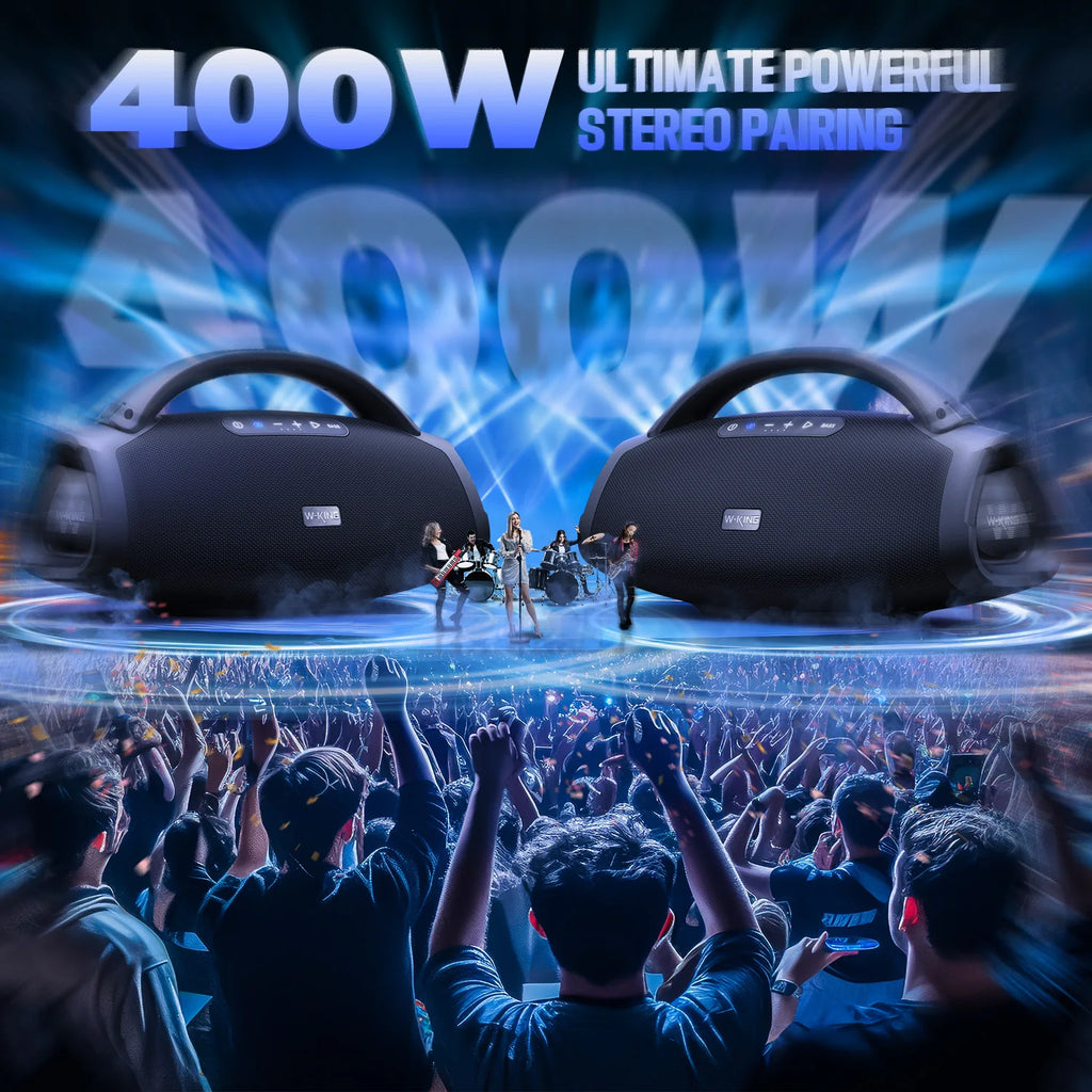 Altavoz Bluetooth W-KING X20 de 200W RMS, Gran Altavoz Portátil para Exteriores, 5 Unidades/3 Vías/Subwoofer de 7.5 Pulgadas/Aplicación Personalizada, Bajos Potentes/Entrada para Guitarra
