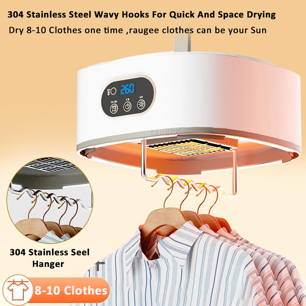 Secador de ropa portátil Secador de ropa eléctrico Esterilización UV Secador de ropa Secador de ropa portátil plegable con control remoto