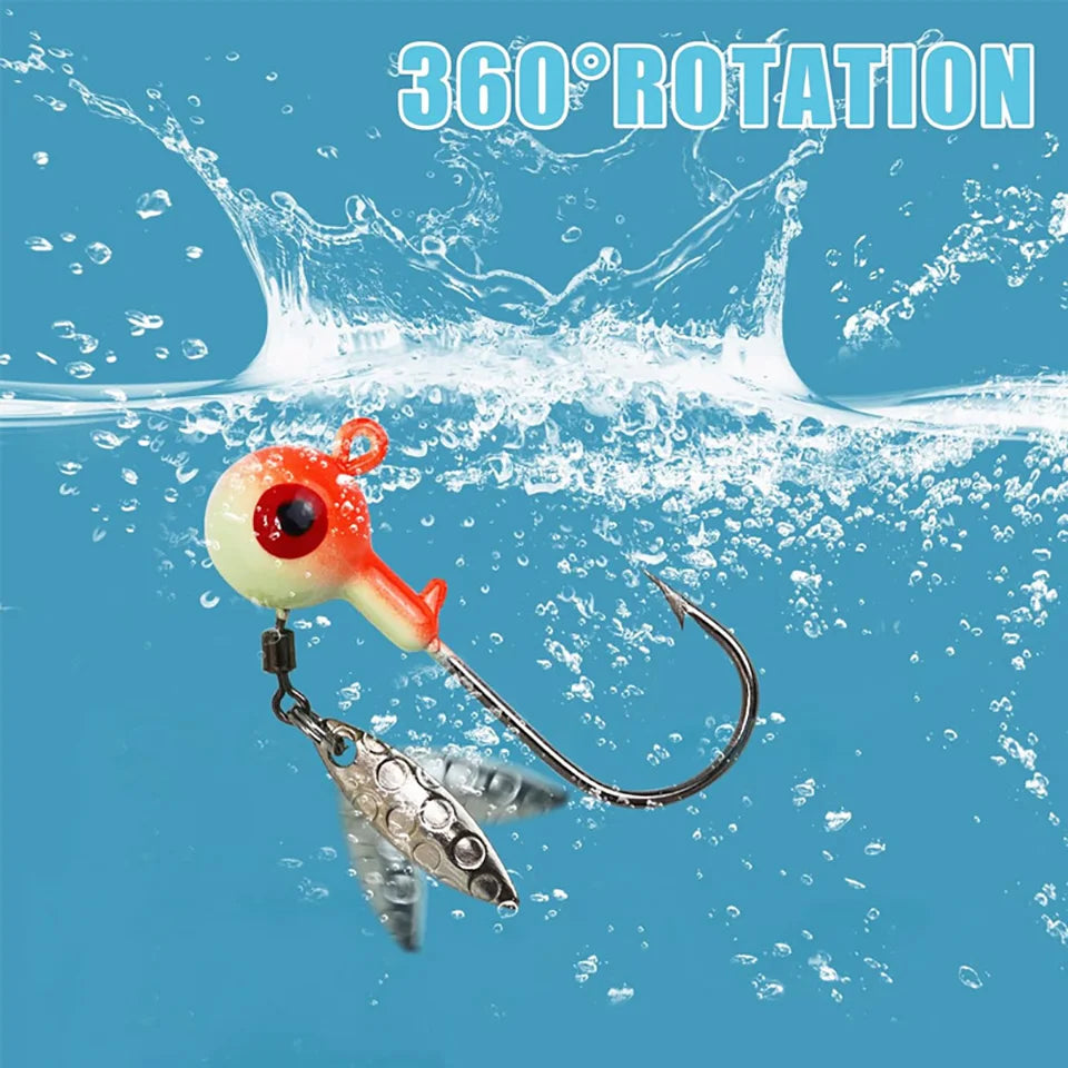 Cabezas de jig para pesca en agua dulce, señuelos, cabezas de jig con ojo, 20 unidades, anzuelos pintados, jigs de pesca para lubina/crappie, 1/8, 3/16, 1/4, 3/8 oz