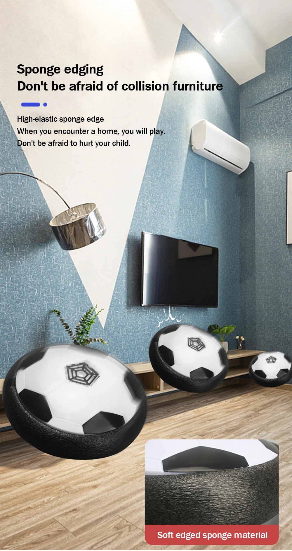 HOMEFISH 1 Pieza de Balón de Fútbol Eléctrico con Cojín de Aire, Tipo Batería, para Ejercicio en Interiores, para Padres e Hijos