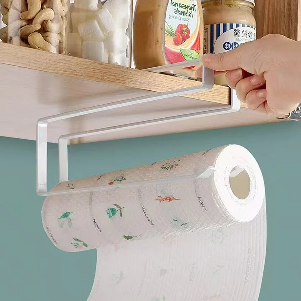 Soporte Simple para Rollo de Papel de Cocina, Colgador Metálico para Toallas, Organizador para Colgar Paños en el Armario, Estante para Papel Higiénico, Accesorio de Almacenamiento