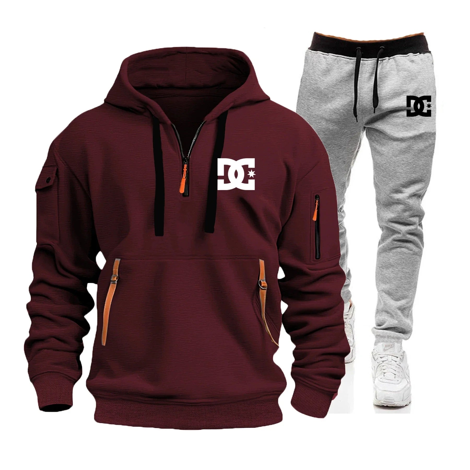 2025 Nuevo conjunto informal de otoño e invierno para hombre, sudadera con capucha y pantalones para correr para hombre al aire libre a la moda, conjunto de 2 piezas