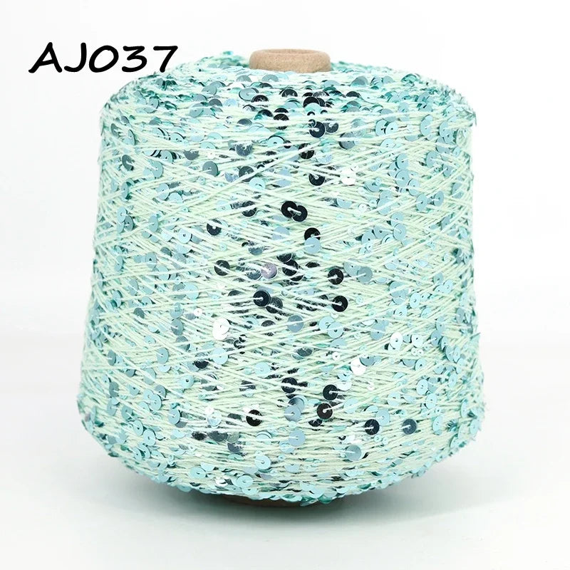 Cooamuu-Hilo de lentejuelas de algodón de lujo, hilo para tejer a mano, 500G/bobina, 3MM + 6MM, accesorios de lentejuelas