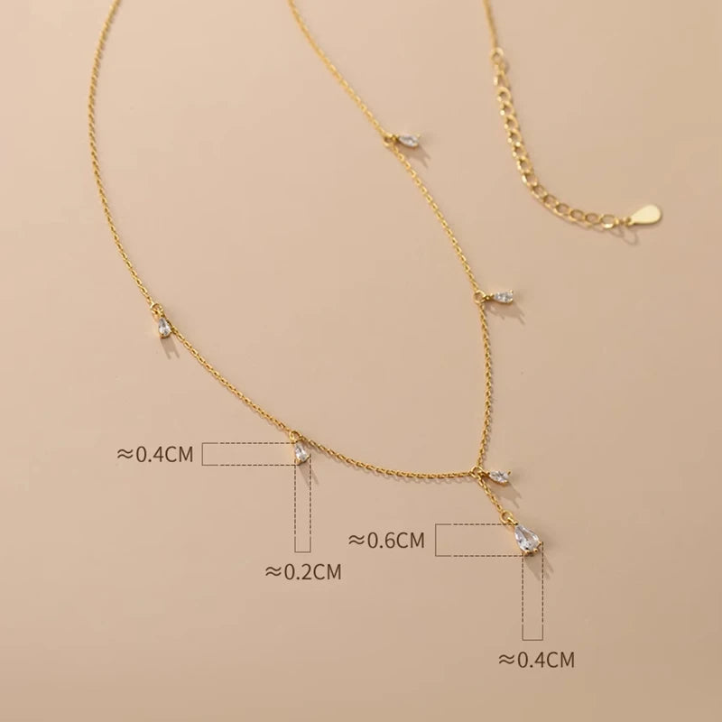 Nuevo collar de gota de plata de ley 925 con colgante de circón brillante, cadena de clavícula con borla, joyería de boda, regalo de dama de honor