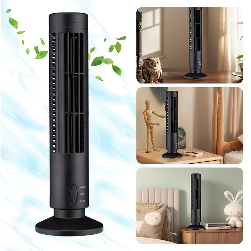 Ventilador de torre LED USB, ventilador de refrigeración sin aspas, ventilador de torre de pie de 2 velocidades, ventilador de suelo eléctrico portátil para sala de estar y dormitorio