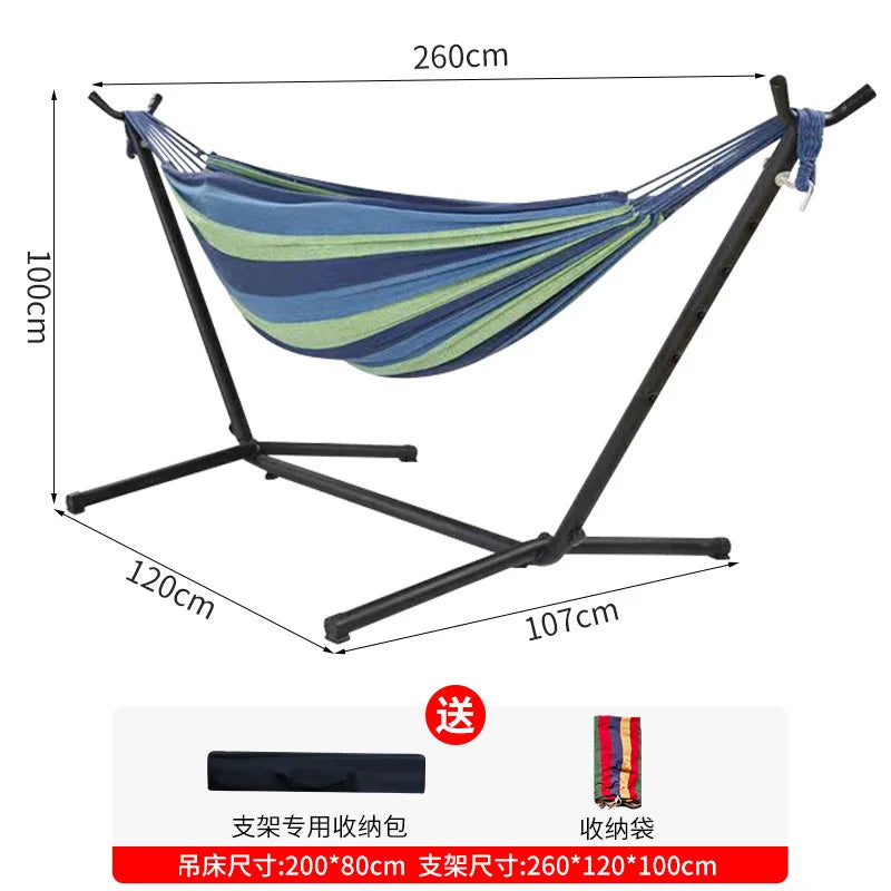 Hamaca de jardín con soporte para 2 personas, resistente, 204 kg, portátil, estilo bohemio, con marco de metal para patio, balcón o exteriores.