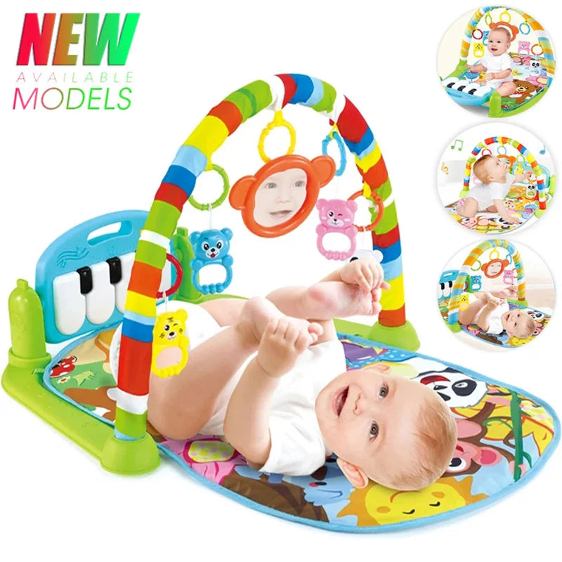 Alfombra de gimnasio para actividades musicales para bebé, alfombra para recién nacido, Pedal, teclado de Piano, estante de Fitness infantil, tapete para gatear, juguetes de regalo