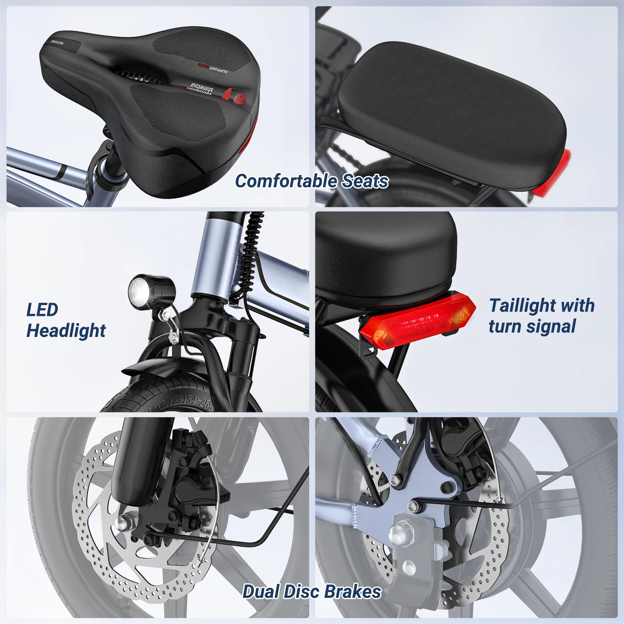 Bicicleta Eléctrica Plegable E14 de 500W para Adultos, 22MPH, 38 Millas, 14 Pulgadas, con Cuadro Plegable y Cesta Trasera, Bicicleta Eléctrica Urbana, Stock en la UE