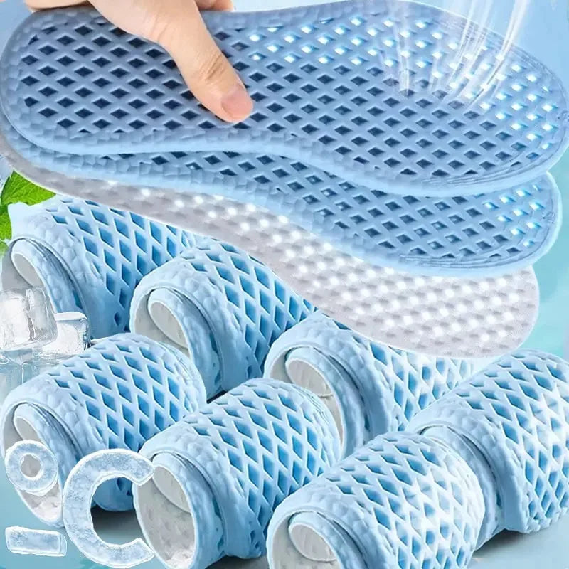 Plantillas de sensación fresca para hombre y mujer, almohadillas suaves para absorber el sudor, desodorización, calzado deportivo transpirable, plantilla descalza de alta elasticidad, 1/3/5 pares