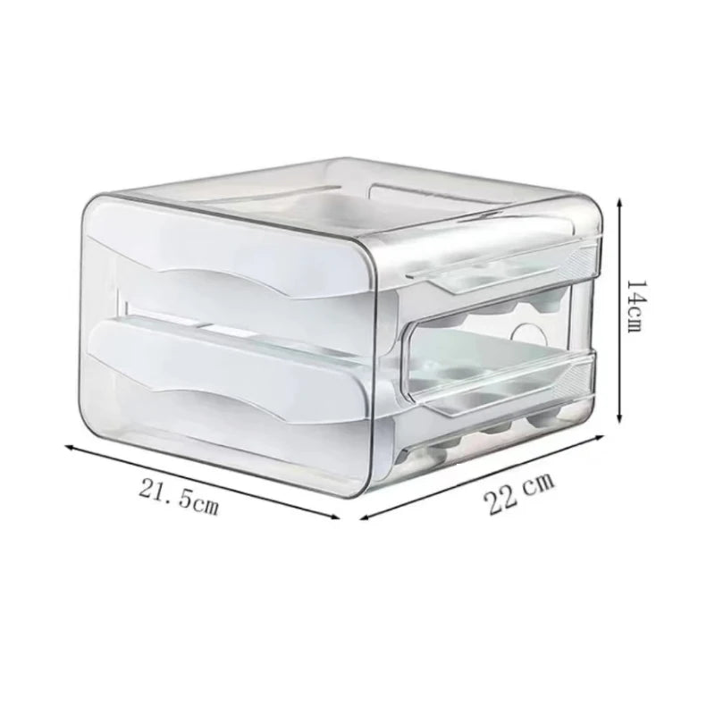 Organizador de Cocina 2026: Caja de Almacenamiento de Huevos para Refrigerador, Plástico, 2 Niveles, Tipo Cajón, Gran Capacidad