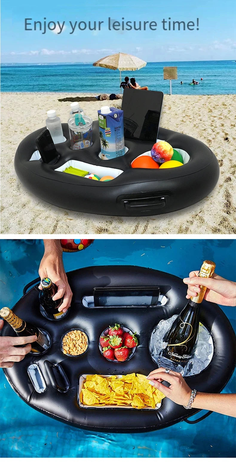Mesa Enfriadora Flotante para Piscina, Bandeja de Bar Flotante, Colchón de Piscina, Soporte para Comida y Bebidas, Accesorio para Piscina