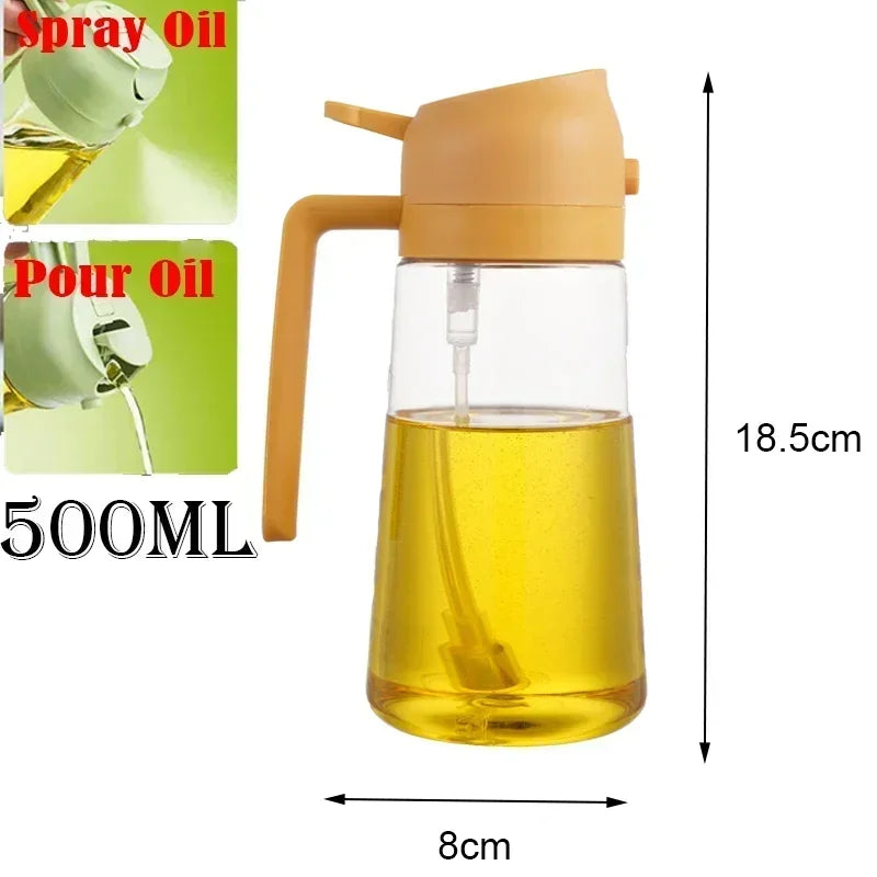 Botella pulverizadora de aceite en aerosol de plástico 2 en 1, 500ml, dispensador de aceite en aerosol, tarro de aceite, vinagrera, barbacoa, cocina, hornear, asar, Picnic, herramienta de cocina