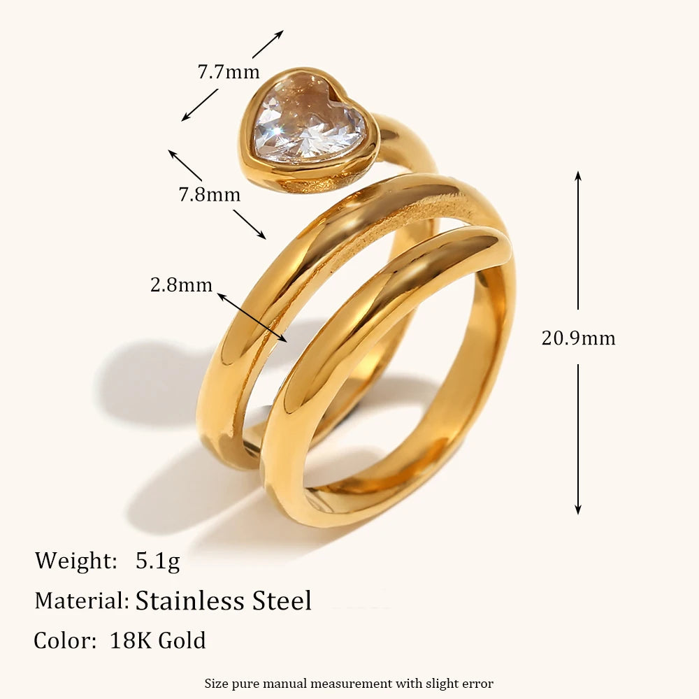 La. Muses Anillo de mujer de acero inoxidable con circonita de amor con cabeza de serpiente de doble capa, regalo de joyería de moda Simple
