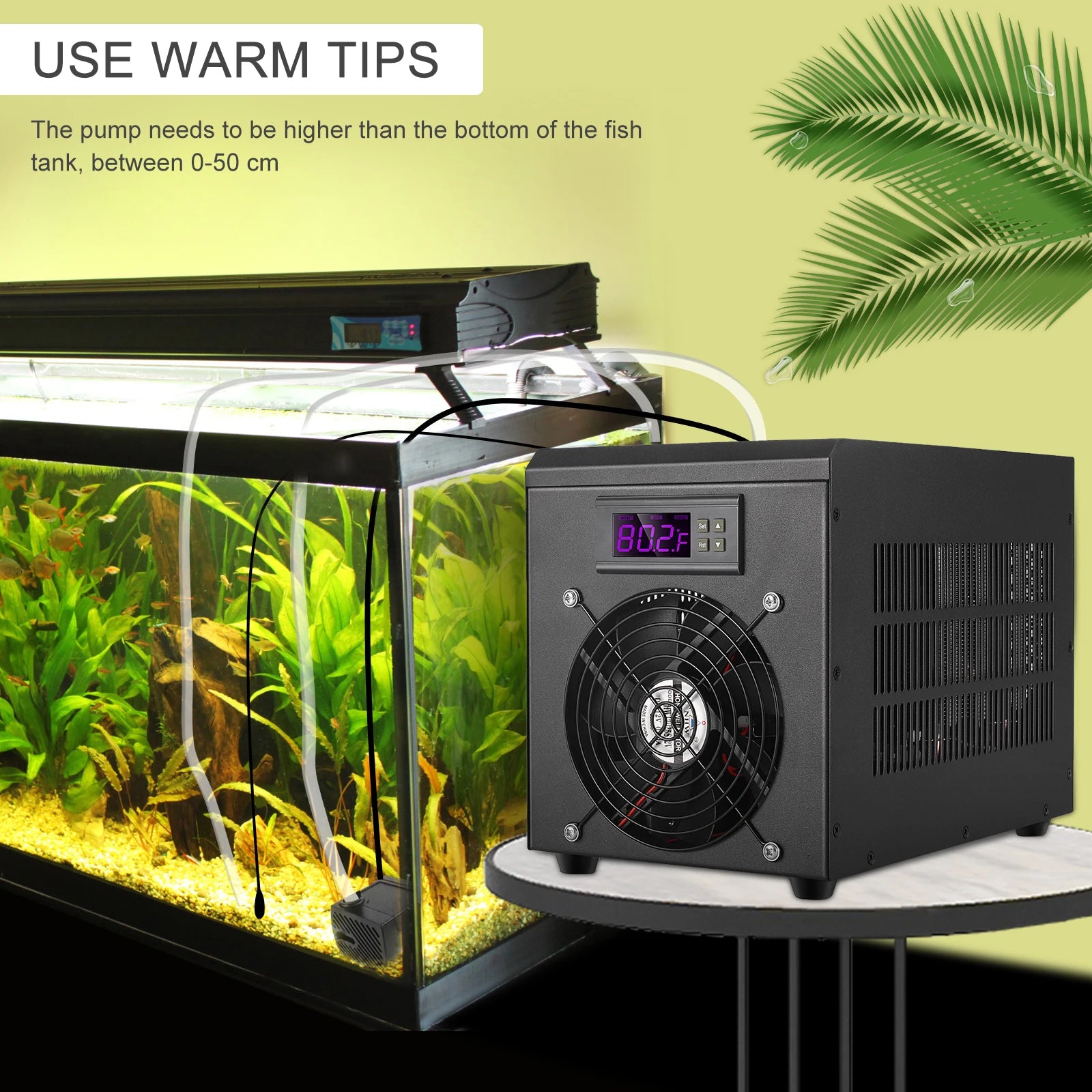 Enfriador de Agua para Acuario de 60L, Calentador para Pecera de 10-40 cm ℃   Sistema de Temperatura Constante con Bomba para Cría Acuática