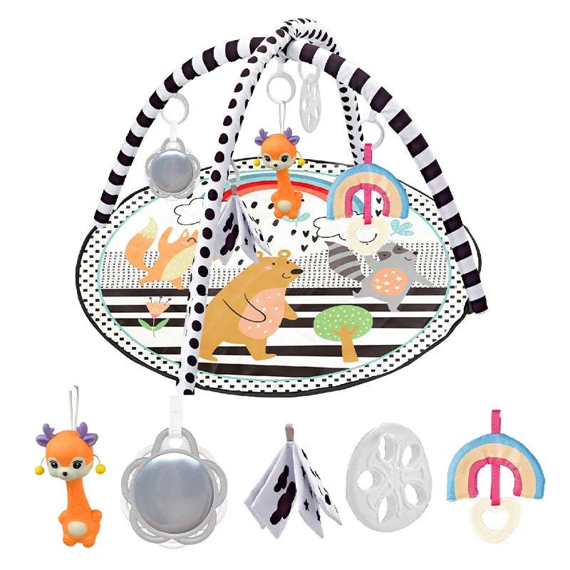 Marco de Fitness educativo para bebé, estera de juego de gimnasio de 0 a 36 meses, manta de juego para gatear, juguetes, estera de juego, estante, manta para gatear