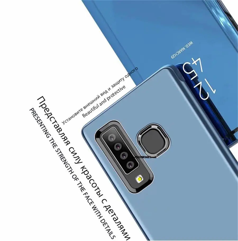 Funda con Tapa Abatible y Espejo Inteligente para Samsung Galaxy S25 Ultra, S25 Edge, S24 Plus, S25Plus, S25Ultra, S25Edge, Funda de Cuero para Teléfono