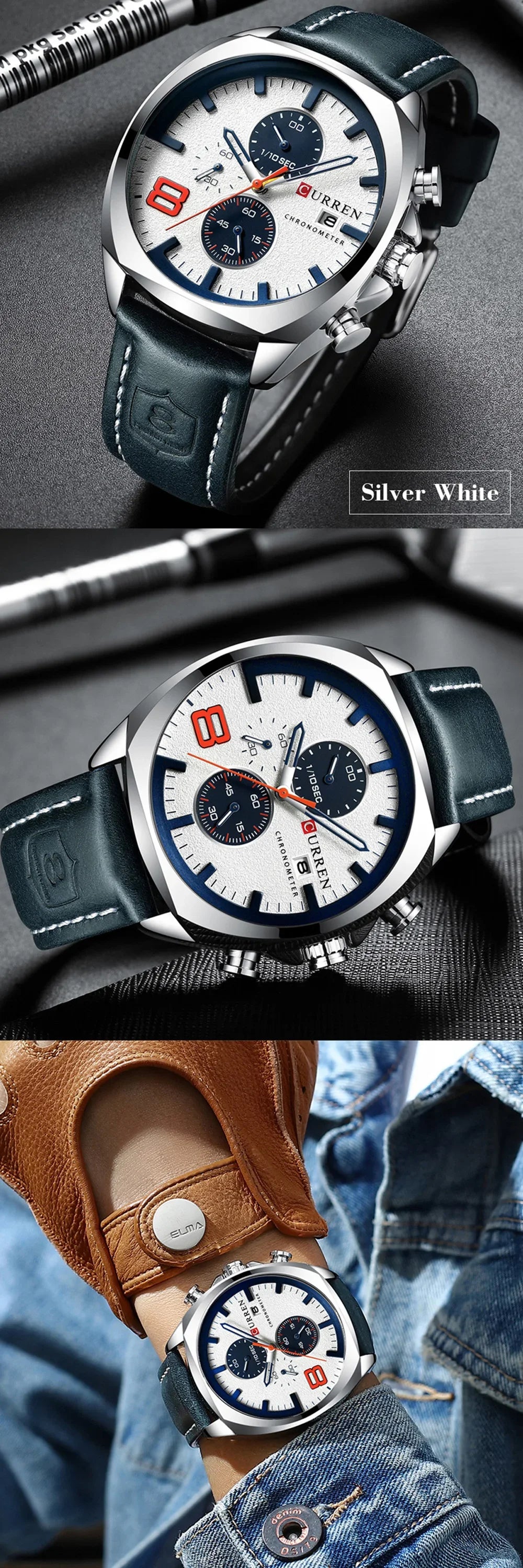 Reloj CURREN para hombre, reloj de pulsera de lujo, relojes de pulsera de cuarzo, relojes de cuero de moda estilo Punk para hombre, reloj Masculino