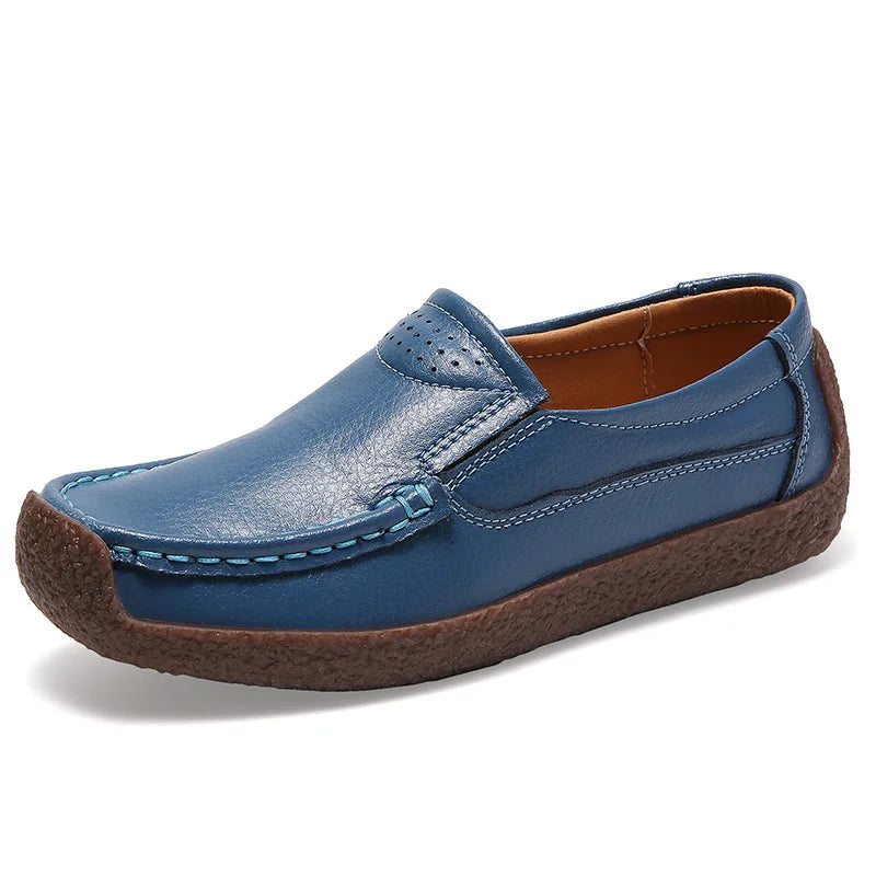 Zapatos informales De cuero genuino para Mujer, zapatillas De ocio, mocasines sin cordones De marca De lujo para Mujer, mocasines suaves para Mujer, Zapatos De Mujer