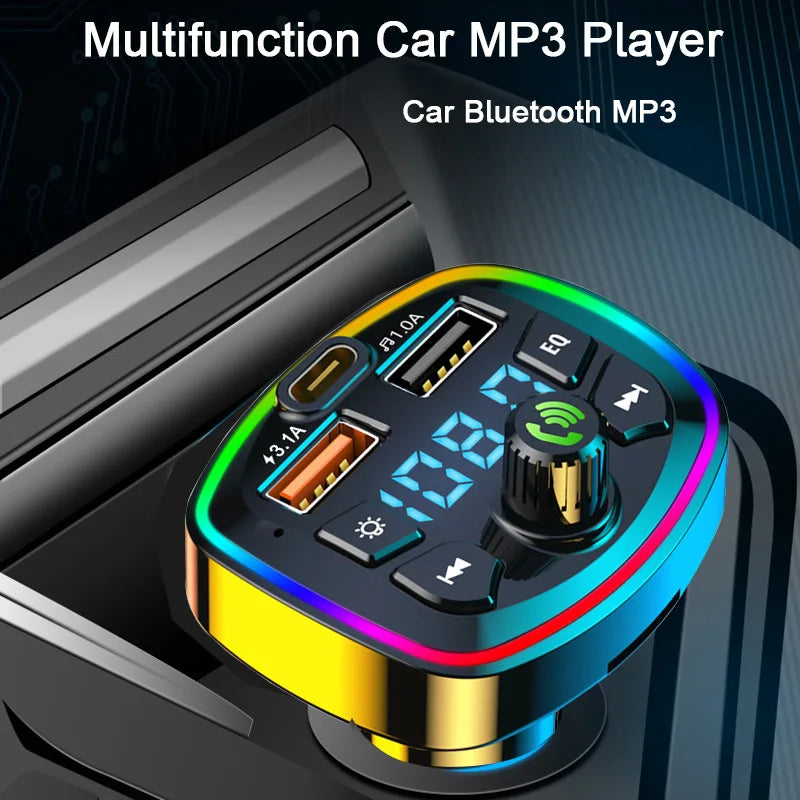 Transmisor FM Bluetooth 5,0 para coche, adaptador inalámbrico, micrófono, receptor de Audio, reproductor MP3 automático 2.1A, cargador rápido USB Dual, accesorios para coche