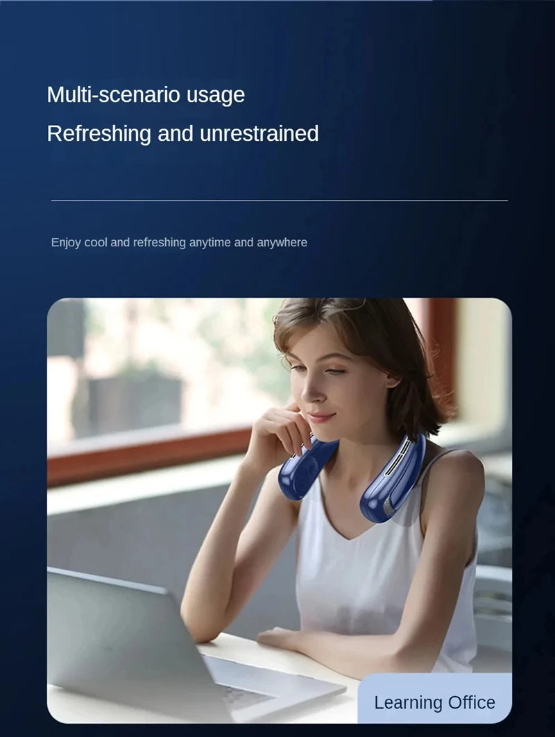 Nuevo ventilador de cuello portátil de 15000mAh pantalla Digital inteligente USB recargable al aire libre ventilador de cuello de enfriamiento silencioso sin aspas para verano