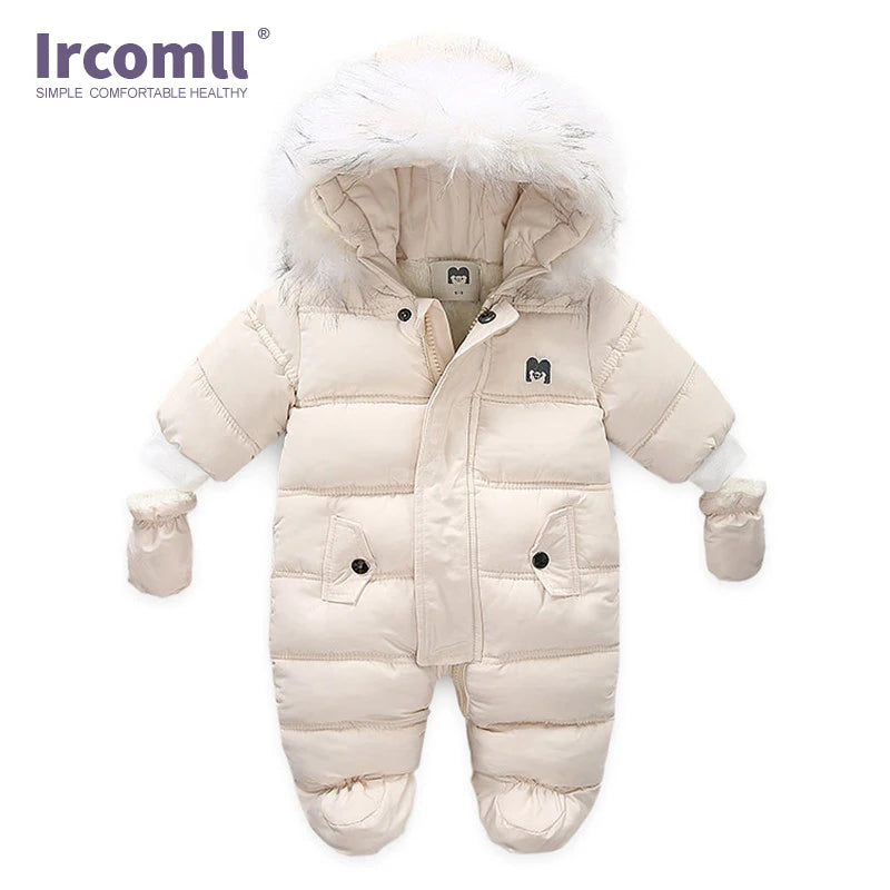 Ircomll, ropa de bebé de alta calidad, monos para niños, invierno con capucha y piel, pelele cálido para niños, mono, ropa para niños pequeños