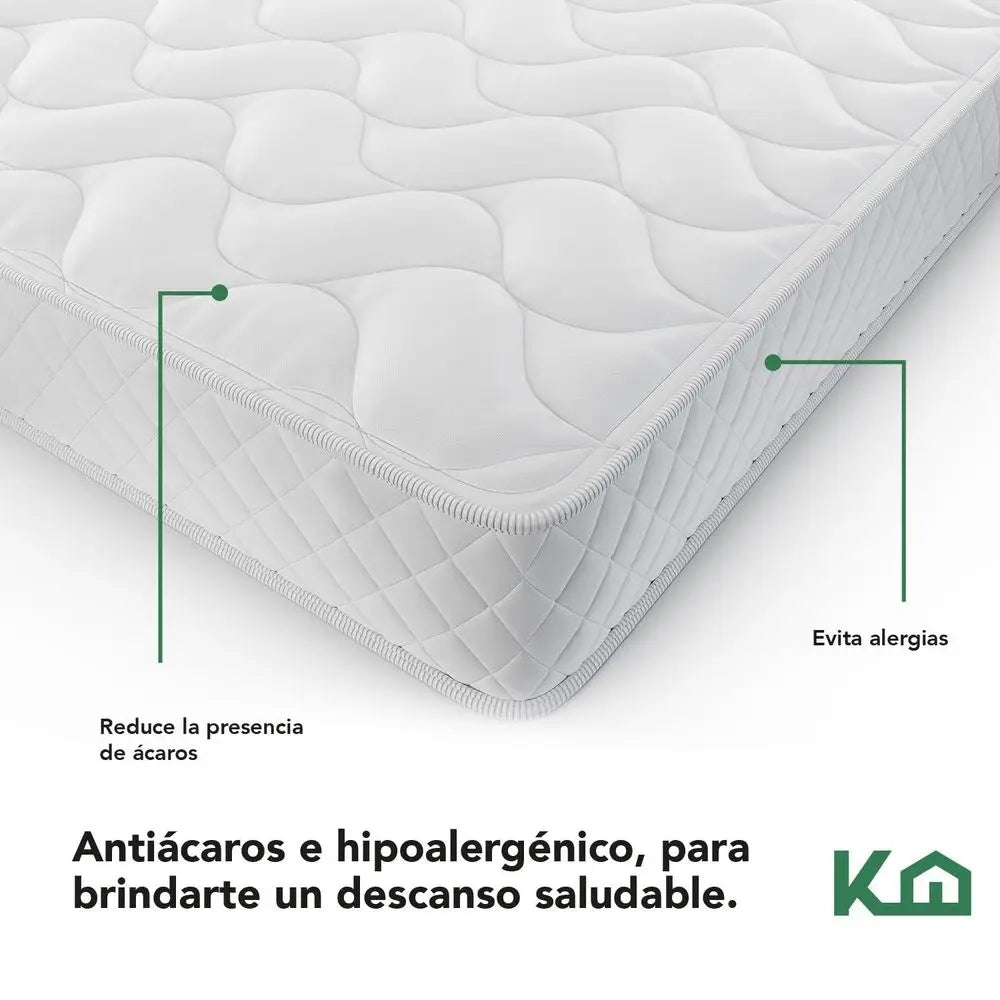 Colchón en Caja Individual Color Blanco Espuma de Alta Densidad 190x100x15 cm Antiácaros e Hipoalergénico Memory Foam, Adaptable