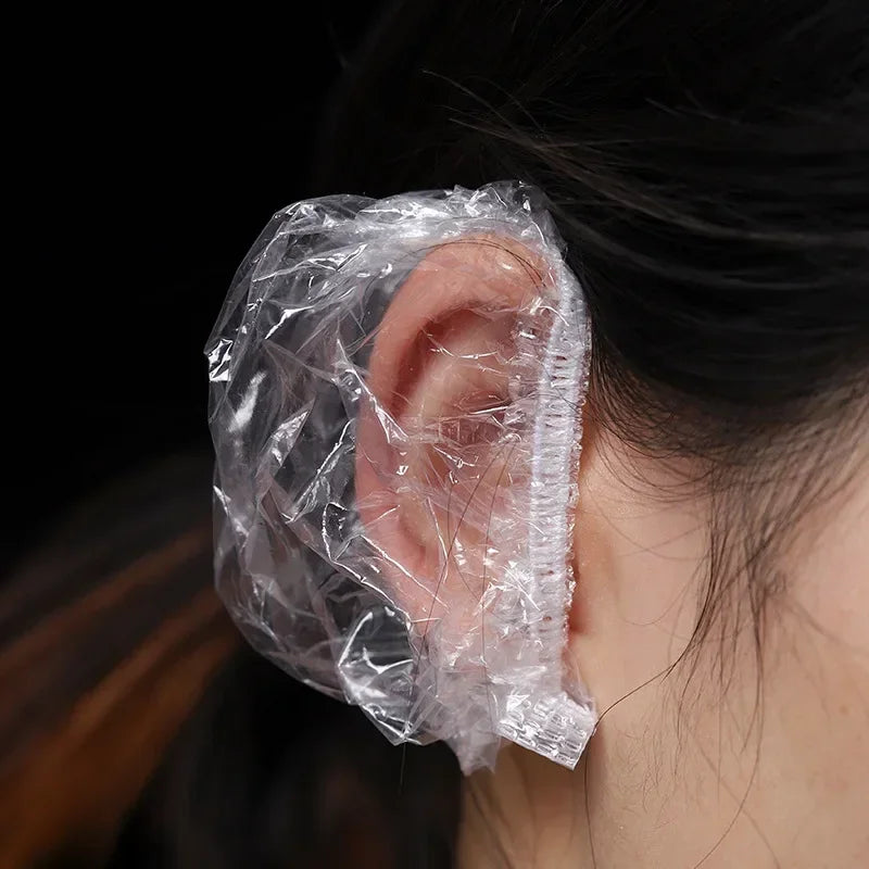 100 Uds cubierta de oreja desechable Protector de oreja para gorros para teñir el cabello orejeras de ducha de baño herramientas de peluquería accesorios de peluquería