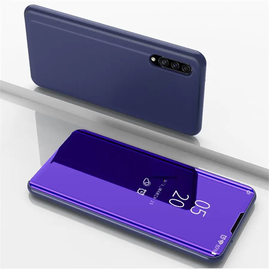 Funda con Tapa Abatible y Espejo Inteligente para Samsung Galaxy S25 Ultra, S25 Edge, S24 Plus, S25Plus, S25Ultra, S25Edge, Funda de Cuero para Teléfono