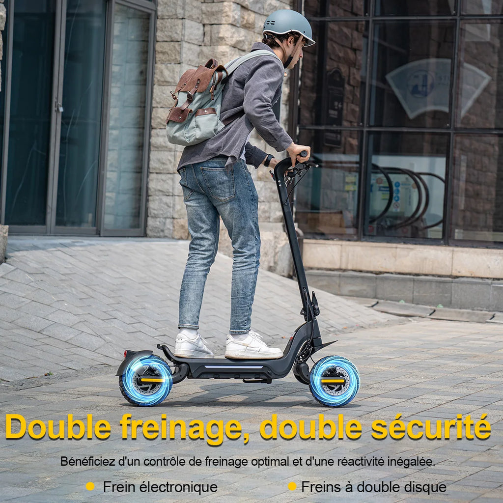 Patinetes eléctricos para adultos TODIMART X5S con motor dual de 490W, batería de 48V 18.2Ah, neumáticos todoterreno, desbloqueo inteligente por APP.