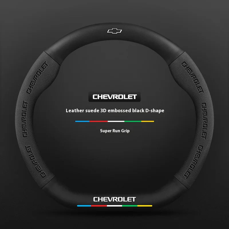 Protector para volante de coche, gamuza auténtica de fibra de carbono para Chevrolet Cruze SparkLacetti EQUINOX Onix Tracker Trailblazer Suburban