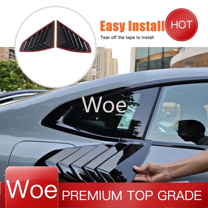 WoeFor 2020-2024 BMW Serie 4/i4 G22 persianas triangulares traseras ABS negro piano, accesorios de modificación exterior para coche, juego de 2 piezas