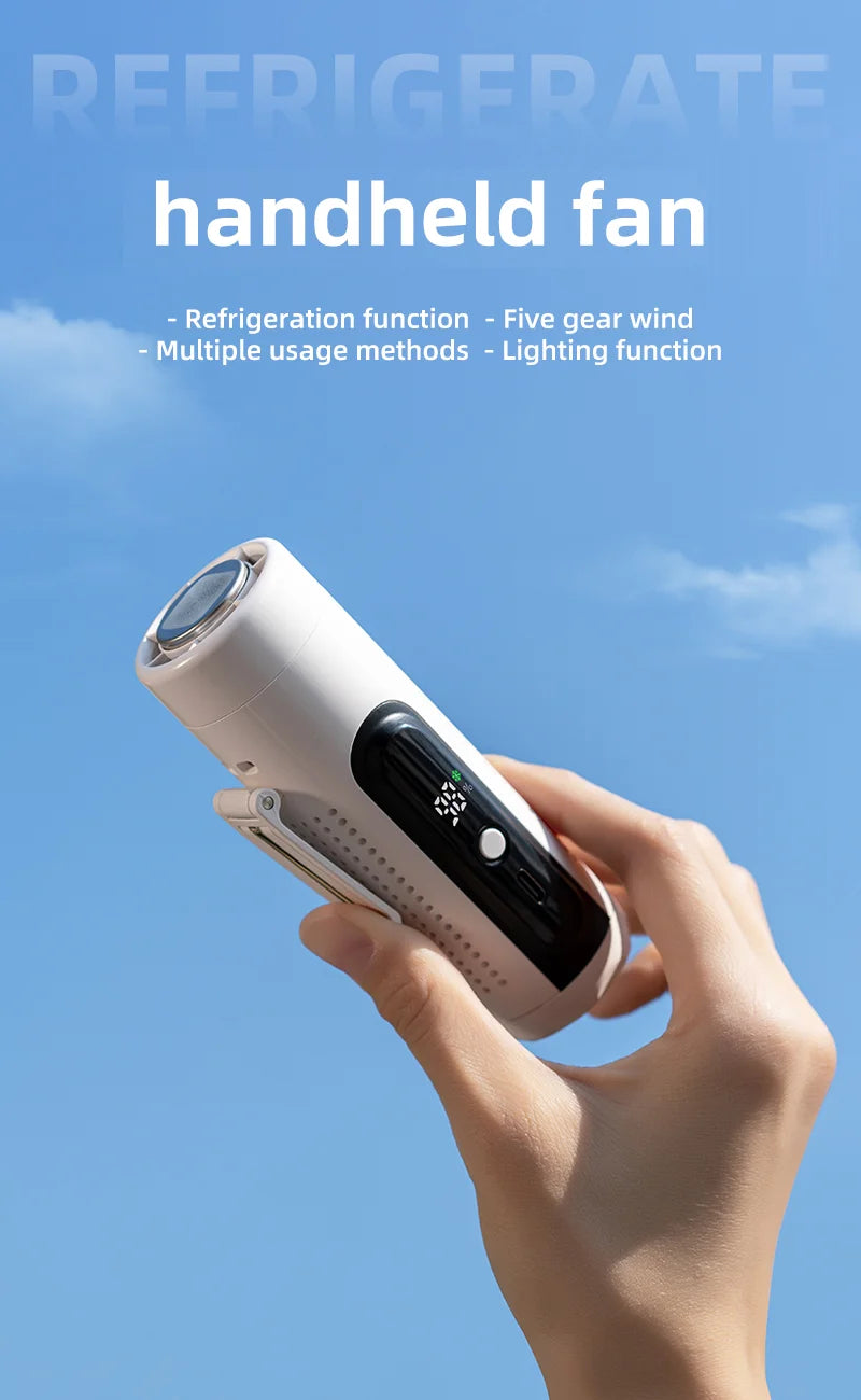 Nuevo Ventilador Turbo de Refrigeración ICE para Semiconductores 2026, Ventilador Portátil USB 3 en 1 para Cuello y Cintura, Pantalla LED, Mini Ventilador sin Escobillas de 3000mAh