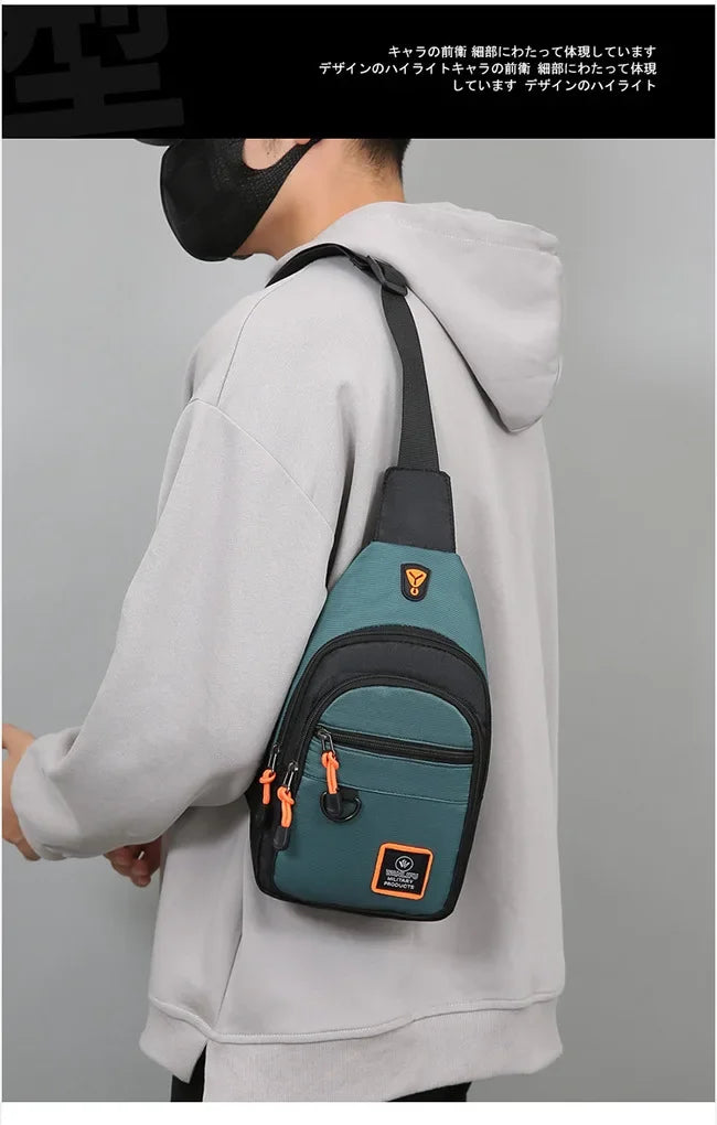 Riñoneras informales con estilo para hombre, bolso de pecho para hombre, bolso de pecho a la moda, bolso de hombro tipo bandolera de tela Oxford ligero