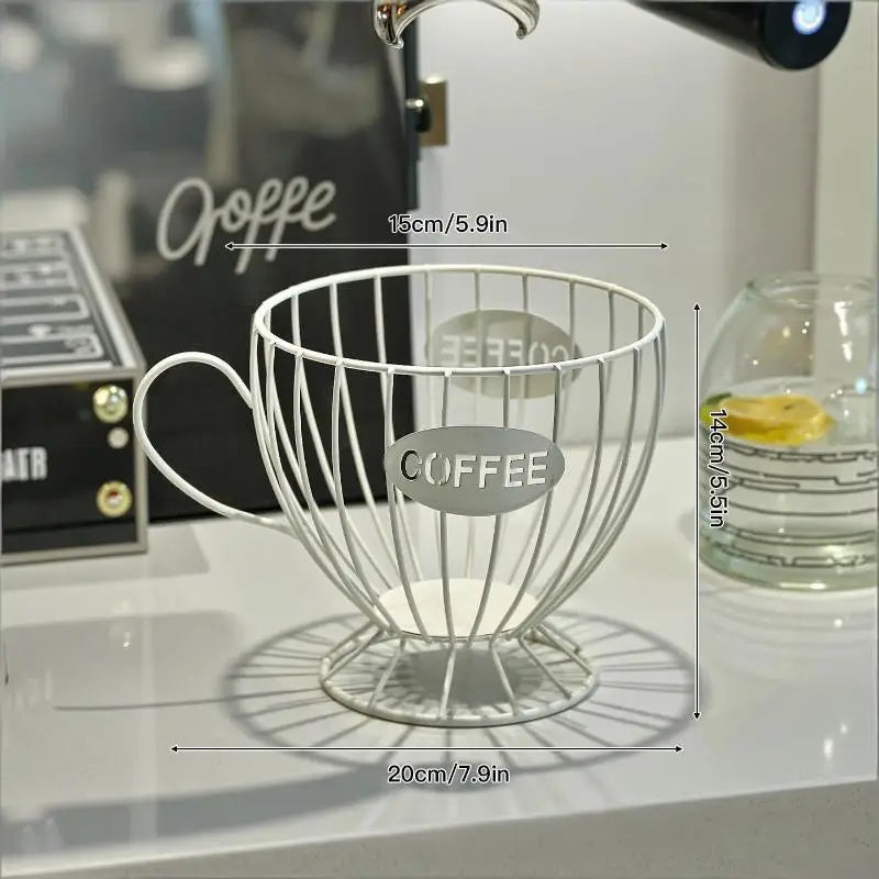 ♥ Soporte para Cápsulas de Café de Metal en Forma de Copa (Dorado/Negro) - Estante de Almacenamiento de Alambre para Cápsulas Nespresso, Organizador de Encimera de Cocina
