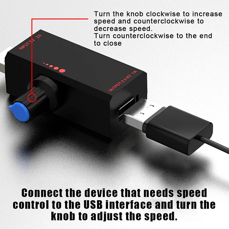 Controlador de velocidad por inducción para ventilador de 5W DC5V2A con interruptor, protección USB, tipo C, controlador de ventilador de refrigeración para portátil y teléfono móvil