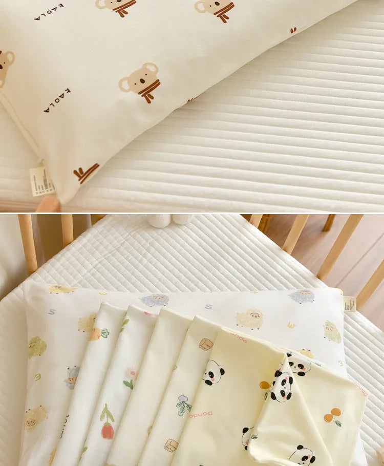Almohada transpirable de algodón con dibujos animados para bebés y niños, almohada para recién nacidos, almohada para siesta para jardín de infantes, adecuada para uso diario, 30x50cm