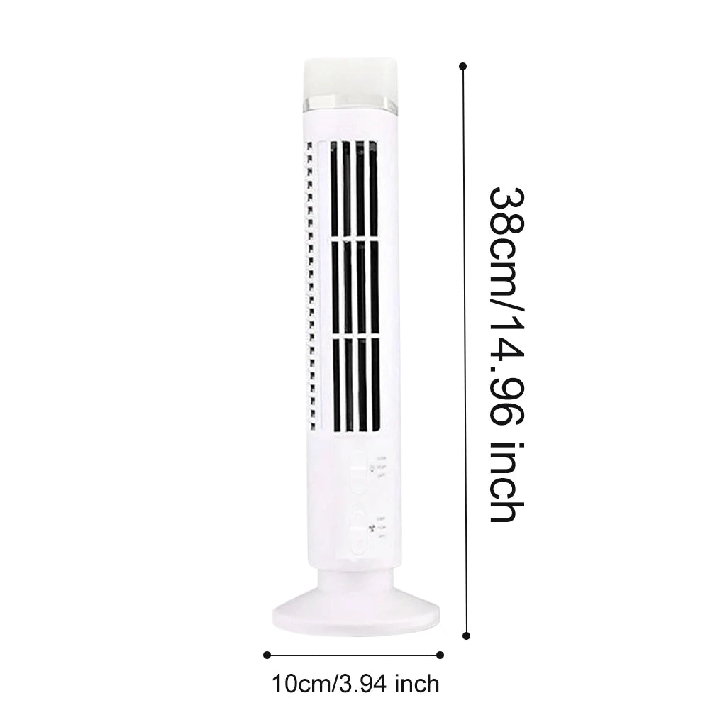 Ventilador de torre LED de 2,5 W, 38CM/33CM, sin hoja, 2 velocidades, ventilador de torre de pie, ventilador de suelo eléctrico portátil para sala de estar, dormitorio y oficina