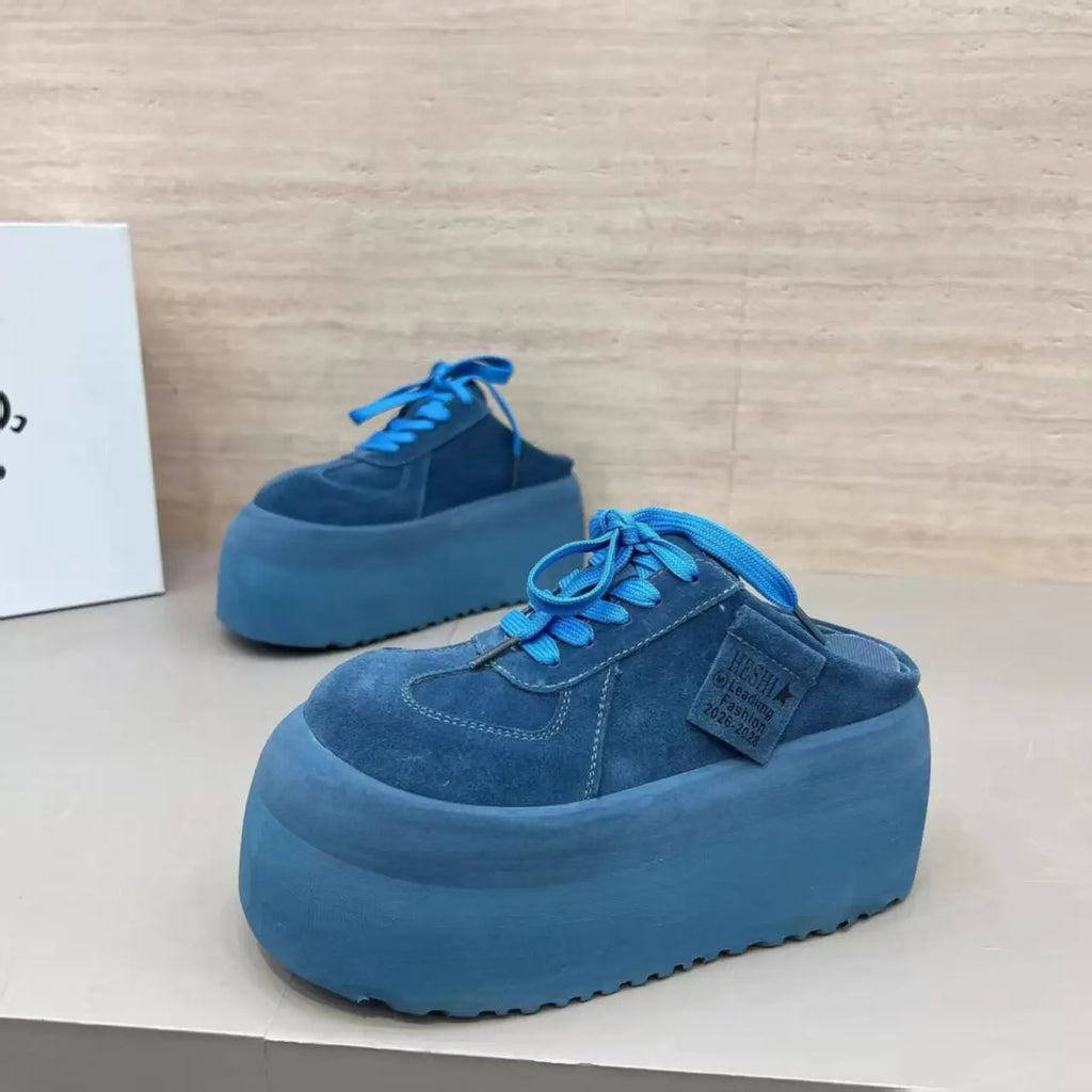 Pantuflas de Plataforma de Cuero Suave para Mujer, Primavera 2026, Talla Pequeña, para Uso en Exteriores, con Suela Gruesa y ...